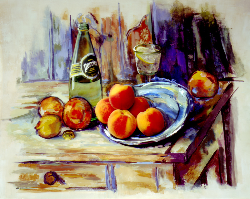 Cezanne Peaches and bottle